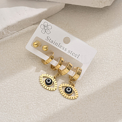 201 Stainless Steel Hollow Evil Eye Pendant Earrings Sets&nbsp;IZ8037