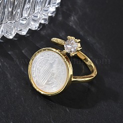 Brass Micro Pave Clear Cubic Zirconia Cuff Open Rings&nbsp;KK-CBA56EF-41A-G
