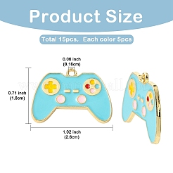 15本3色合金エナメルペンダント  ライトゴールド  ゲームパッドチャーム  ミックスカラー  18x26x1.5mm  穴：1.6mm  5個/カラー&nbsp;ENAM-YW0006-61