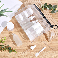 ガラス瓶と化粧品クリームジャー  PPプラスチックスプレーボトル付き  プラスチック棒  PVC 化粧品収納ジッパーバッグ  ホワイト  10.05x3.3cm  容量：30ml（1.01液量オンス）&nbsp;MRMJ-WR0001-08