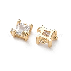 Brass Micro Pave Clear Cubic Zirconia Charms&nbsp;KK-P355-09G