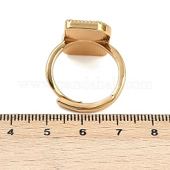 Rectangle Brass Adjustable Ring Components&nbsp;KK-Z122-20G