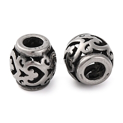 304ステンレススチールヨーロピアンビーズ  大穴ビーズ  ハートとロンデル  アンティークシルバー  9.5x9.5mm  穴：4mm&nbsp;STAS-H226-02AS-01