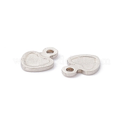 変色しない201ステンレススチールチャーム  ハート  ステンレス鋼色  7x5x0.5mm  穴：1mm&nbsp;STAS-C057-16P