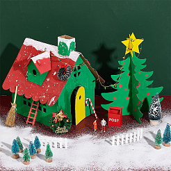 6セット2スタイルの未完成厚紙3Dパズル  クリスマスデコレーション用  こども 組み立て 絵画 おもちゃ  家と木  小麦  130~220x130~200x205~230mm  3セット/スタイル&nbsp;AJEW-NB0005-36
