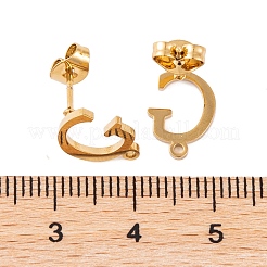 イオンプレーティング（IP）304ステンレススチールスタッドピアス  女性のための  文字g  11.5x9mm  穴：1mm  ピン：0.7mm&nbsp;FIND-Q103-01G-G