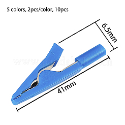 真鍮のワニ口クリップ  ナイロン（pa）カバー付き  プラチナ  ミックスカラー  41x6.5x13.5mm  5色  2個/カラー  10pc&nbsp;KK-OC0009-09