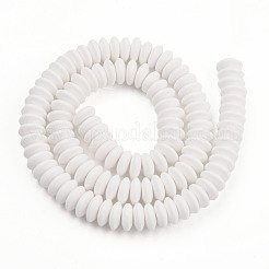 手作り樹脂粘土ビーズ連売り  フラットラウンド  乳白色  8.5~9x3.5mm  穴：1.6mm  約112個/連  15.75インチ〜16.14インチ（40~41cm）&nbsp;X-CLAY-N008-064-A03