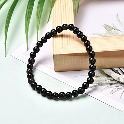 女の子の女性のために設定されたアロマテラピーエネルギーストレッチブレスレット  ナチュラルタイガーアイ＆黒曜石ビーズブレスレット  内径：2-1/8インチ（5.5cm）  4個/セット&nbsp;BJEW-JB06736-01