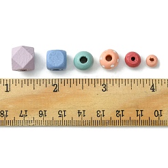 256Pcs 6 Styles Spray Painted Natural Maple Wood Beads&nbsp;WOOD-FS0001-10
