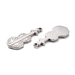 304ステンレススチールペンダントカボションエナメルセッティング  バイオリン  ステンレス鋼色  30x12x2mm  穴：1.8mm&nbsp;STAS-B024-81P