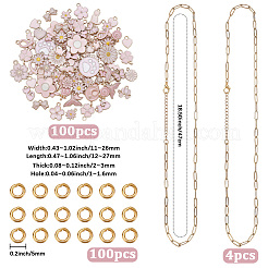 DIY ネックレス メイキング キット  304ステンレススチールのペーパークリップチェーンネックレスを含む  合金エナメルチャーム  真鍮製丸カン  ゴールドカラー  ネックレス：18.50インチ（47cm）&nbsp;DIY-SP0007-97
