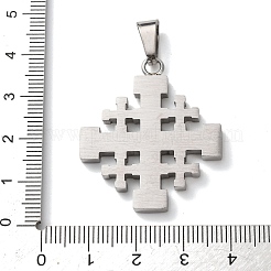 304ステンレスペンダント  エルサレム十字架のチャーム  ラインストーン付き  ステンレス鋼色  35.5x30.5x3mm  穴：5x9.5mm&nbsp;STAS-D214-01P