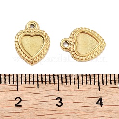 304ステンレススチールペンダントカボションセッティング  ハート  ゴールドカラー  トレイ：5x5.5mm  11.5x9x1.5mm  穴：1mm&nbsp;STAS-P364-08G