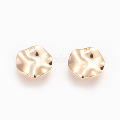 真鍮製チャーム  長持ちメッキ  ニッケルフリー  蓮の葉  18KGP本金メッキ  10x1.5mm  穴：1.4mm&nbsp;KK-F784-24G-NF