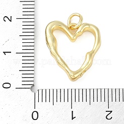 真鍮チャーム  カドミウムフリー＆鉛フリー  凹凸のある心  丸カン付き  18KGP本金メッキ  17x15x3.5mm  穴：3mm&nbsp;KK-S390-04G-02