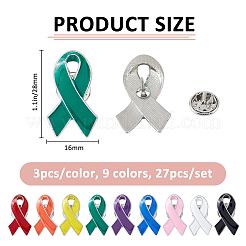 27Pcs 9 Colors Awareness Ribbon Enamel Pins&nbsp;JEWB-FH0002-64