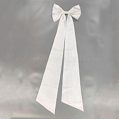 衣服ウェディングドレスアクセサリー用の取り外し可能な布製蝶結び  ホワイト  1450x410x40mm&nbsp;DIY-WH0651-03