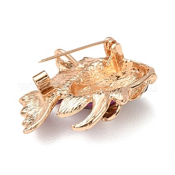 Golden Alloy Rhinestone Lapel Pin Brooches&nbsp;JEWB-K041-04KCG-01