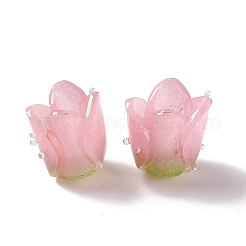 チューリップ不透明アクリルビーズ  DIYのジュエリーには  ピンク  15x13x10mm  穴：0.6mm&nbsp;X-SACR-G022-01A