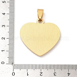 304ステンレススチール製刻印入りブランクタグペンダント  ハートチャーム  ゴールドカラー  30x30x2.5mm  穴：9x4.5mm&nbsp;STAS-H481-03A-G