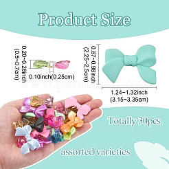 30個3スタイルアクリルビーズ  蝶結び  ミックスカラー  22.5~25x31.5~33.5x5~7mm  穴：2.5mm  10個/スタイル&nbsp;OACR-YW0002-45