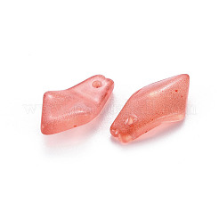 透明スプレー塗装ガラスチャーム  花弁  鮭色  14.5x7.5x4mm  穴：1.2mm&nbsp;GLAA-S190-019F-01