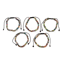 Dyed Natural Imperial Jasper Beads Braided Bead Bracelets for Men Women&nbsp;BJEW-D360-01C