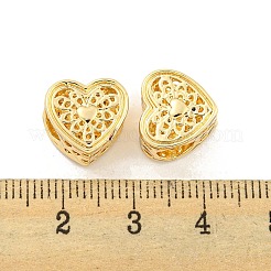 バレンタインデーラックメッキ合金ヨーロピアンビーズ  大穴ビーズ  カドミウムフリー＆ニッケルフリー＆鉛フリー  ハート  ゴールドカラー  11x12x7mm  穴：5.5x4.7mm&nbsp;FIND-B034-24G