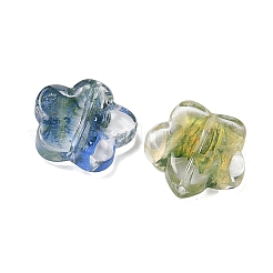 ガラスビーズ  花  ミックスカラー  15x15x4~4.5mm  穴：1mm&nbsp;GLAA-A043-03