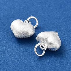 925スターリングシルバーペンダント  丸カン付き  ハートチャーム  銀  10.5x10x5mm  穴：3.4mm&nbsp;STER-A043-03A-S