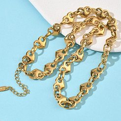 304ステンレススチール製ハートリンクチェーンペンダントネックレス（女性用）  ゴールドカラー  16.02インチ（40.7cm）&nbsp;NJEW-B150-02G