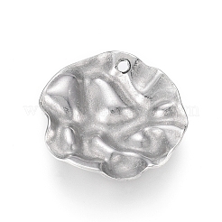 変色しにくい304ステンレススチールペンダント  テクスチャ  フラットラウンド  ステンレス鋼色  17.5x18.5x3mm  穴：1.2mm&nbsp;STAS-G214-55P