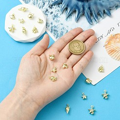 18pcs6スタイルアロイラインストーンペンダント  海をテーマにしたチャーム  ゴールドカラー  混合図形  10.5~17.5x7.5~12x4~6mm  穴：1.4~1.6mm  3個/スタイル&nbsp;FIND-CJ0004-03