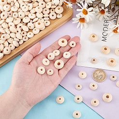 250Pcs 5 Styles Unfinished Wood Rondelle Beads&nbsp;WOOD-PH0002-95