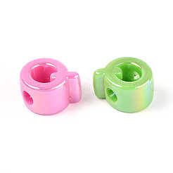 UVメッキ不透明アクリルヨーロピアンビーズ  大きな穴の開いた虹色のビーズ  ミックスカラー  文字Q  21x18.5x13.5mm  穴：6mm&nbsp;OACR-M027-03Q