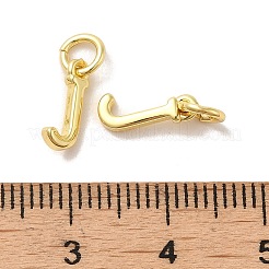 真鍮チャーム  カドミウムフリー＆ニッケルフリー＆鉛フリー  丸カン付き  文字J  10.5x4x1.5mm  リング：5~6x0.8~1mm  内径：3~4mm&nbsp;KK-M273-03G-J
