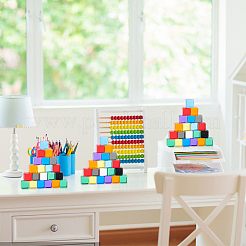 300個10色不透明＆透明アクリルビーズ  キューブ  ミックスカラー  7.5x7.5x7.5mm  30個/カラー&nbsp;AJEW-BC0009-81