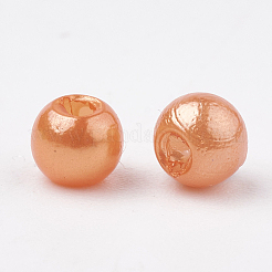 ABSプラスチックビーズ  模造パール  ラウンド  ダークオレンジ  4x3.5mm  穴：1.5mm  約15000個/500g&nbsp;OACR-Q004-4mm-03