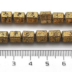 電気メッキされた天然溶岩岩ビーズ連売り  六角  黄金メッキ  7~8.5x7.5x6.5mm  穴：1.5mm  約50個/連  11.81''（30センチメートル）&nbsp;G-A251-A01-01H