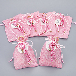 Rectangle Polyester Imitation Burlap Packing Pouches Drawstring Bags&nbsp;ABAG-AB00002