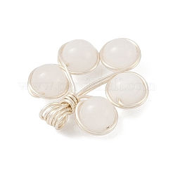 Natural Black Onyx(Dyed and Heated)/White Jade/Malaysia Jade/Rose Quartz/Quartz Crystal Copper Wire Wrapped Round Beaded Pendants&nbsp;PALLOY-JF03536-01
