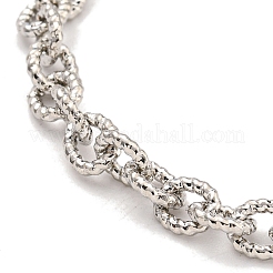 女性用ツイスト真鍮アズキチェーンブレスレット  トグル留め金付き  プラチナ  7-3/4インチ（19.6cm）&nbsp;BJEW-G703-05P
