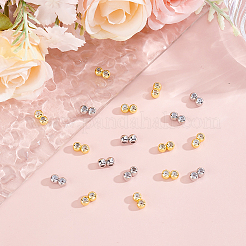 24個2色真鍮ビーズ  内部のゴムと  スライダービーズ  ロンデル  プラチナ·ゴールデン  8x4.5x3.5mm  穴：1mm  12個/カラー&nbsp;KK-HY0004-37