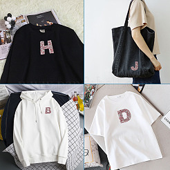 アルファベットラインストーンパッチ  アップリケにアイロン/縫い付け  マスクと衣装のアクセサリー  洋服用  バッグパンツ  靴  携帯ケース  アザミ  54~60x17~69x2.5mm  26個/セット&nbsp;FW-TAC0001-01C