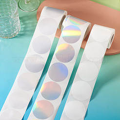3ロール、3種類のスタイル、ビニールプラスチック製印刷可能なホログラフィックステッカー  ラベルステッカー  フラットラウンド  50mm  200PCS /ロール  1ロール/スタイル&nbsp;OFST-TA0001-10A