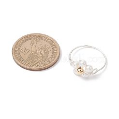 女性用シェルパール指輪  花  環境に優しい銅線付き  銀  10.5mm  内径：19mm&nbsp;RJEW-JR00923-01
