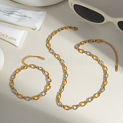 Stainless Steel Oval Link Chain Bracelets & Necklaces Sets for Women&nbsp;QE8040-1