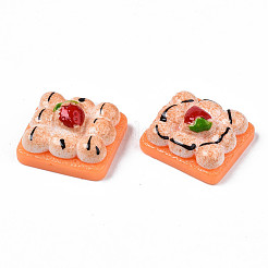 不透明なエポキシ樹脂カボション  模造食品  イチゴとケーキ  サンゴ  20.5x18.5x10.5mm&nbsp;LS-CRES-S358-62