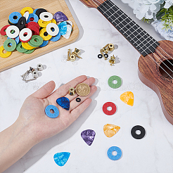 ギターアクセサリーキット  鉄釘とネジを含む  PPEギターワッシャーとプラスチックギターピック  ミックスカラー  30x25.5x0.4mm&nbsp;DIY-OC0015-20